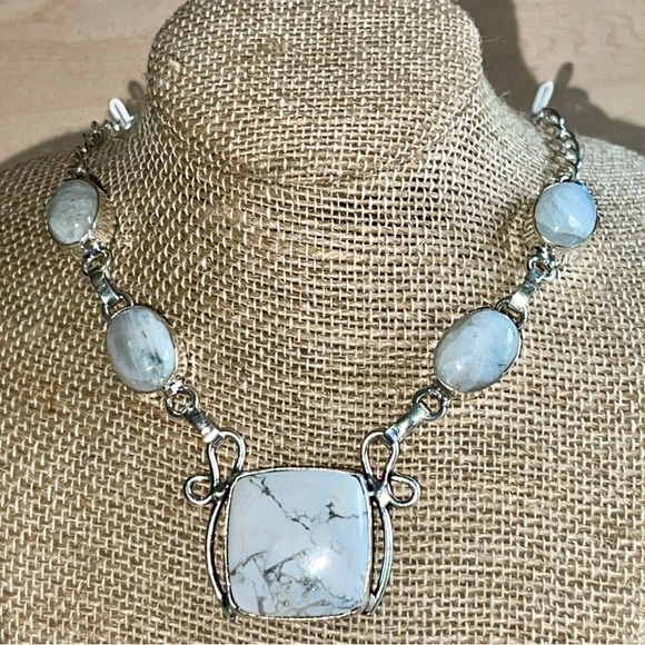 Dendritic & Rainbow Moonstone Necklace - Picture 8 of 9